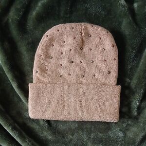 NWOT Adult Tan Earthy Beaded Beanie